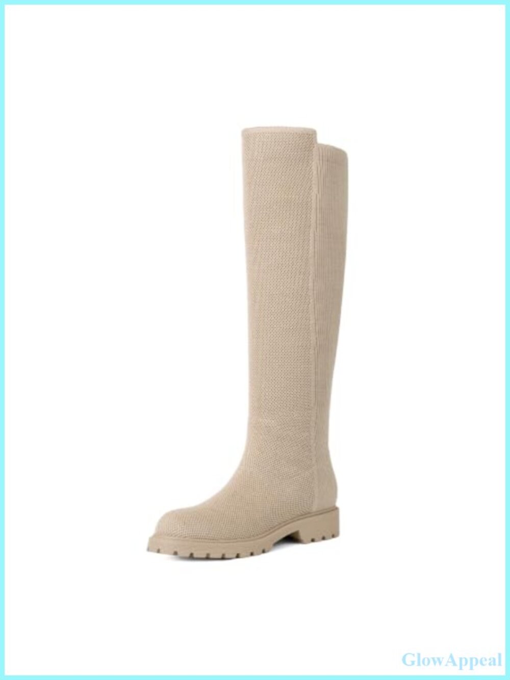 Womens Knee High Boots Round Toe Flat Stretchy Tall Knit Pull On